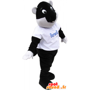 Large mascot beaver black and white with fun air - MASFR032864 - Beaver mascots