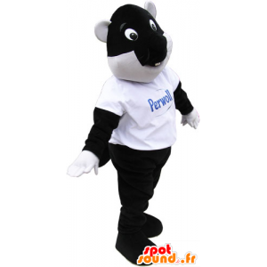 Grande mascote castor preto e branco com ar divertido - MASFR032864 - Beaver Mascot
