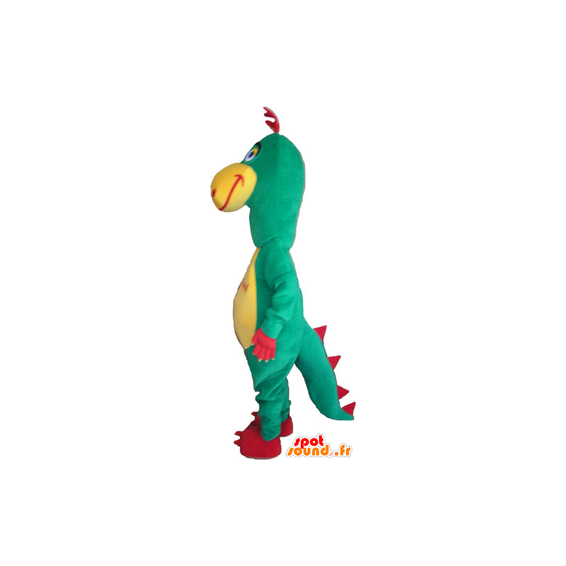 Dinosaur mascot, green, red and yellow funny - MASFR032865 - Mascots dinosaur