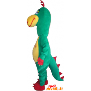 Mascota del dinosaurio, verde, rojo y amarillo divertido - MASFR032865 - Dinosaurio de mascotas