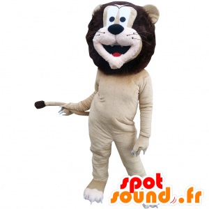 Beige e marrone mascotte leone con una bella criniera - MASFR032871 - Mascotte Leone