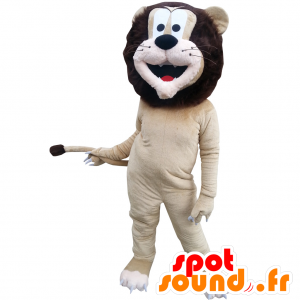 Mascot beige og brun løve med en smuk manke - Spotsound maskot
