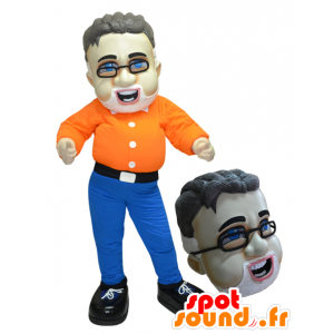 Mascotte bebaarde man met een bril - MASFR032877 - man Mascottes