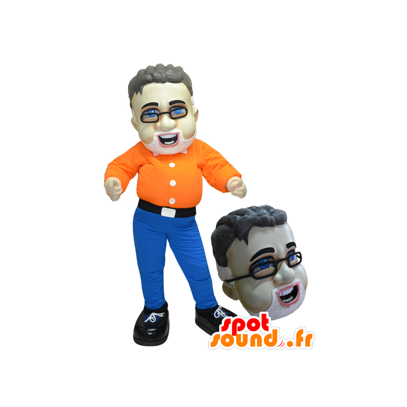 Mascot bärtiger Mann mit Brille - MASFR032877 - Menschliche Maskottchen