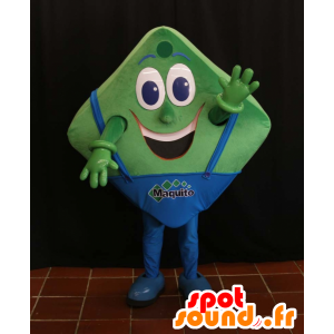 Green and blue square mascot to the fun air - MASFR032884 - Mascots of objects