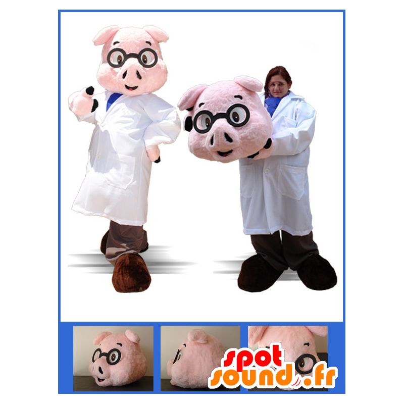 Vestido enfermeira mascote porco, médico - MASFR032886 - mascotes porco