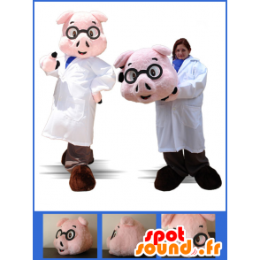 Mascotte de cochon habillé en infirmier, en médecin - MASFR032886 - Mascottes Cochon