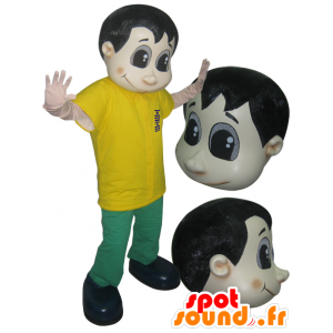 Homem mascote vestida de verde e amarelo - MASFR032892 - Mascotes homem