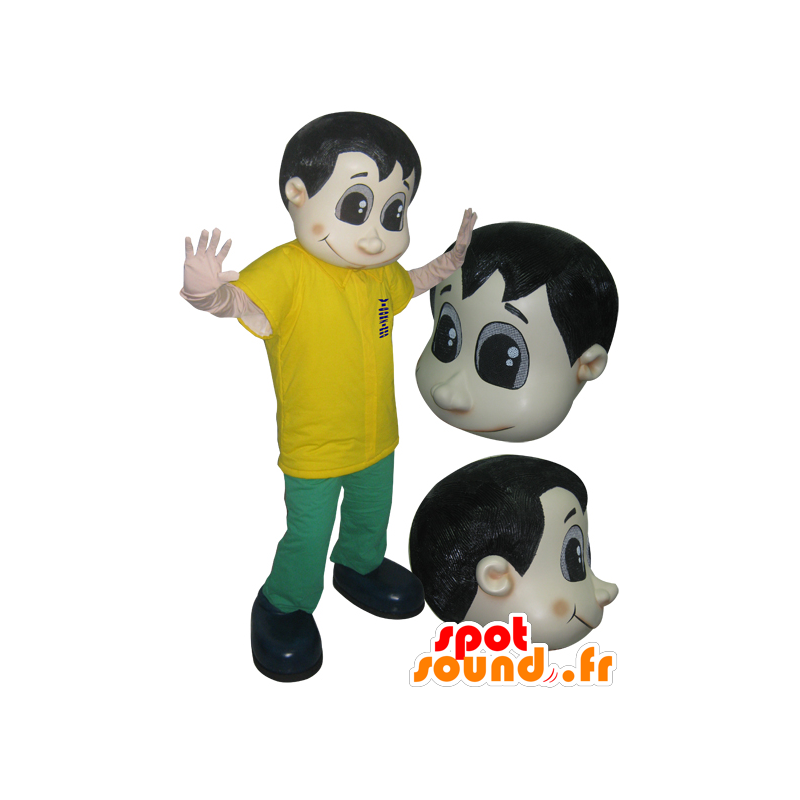 Mascot man, gekleed in groen en geel - MASFR032892 - man Mascottes