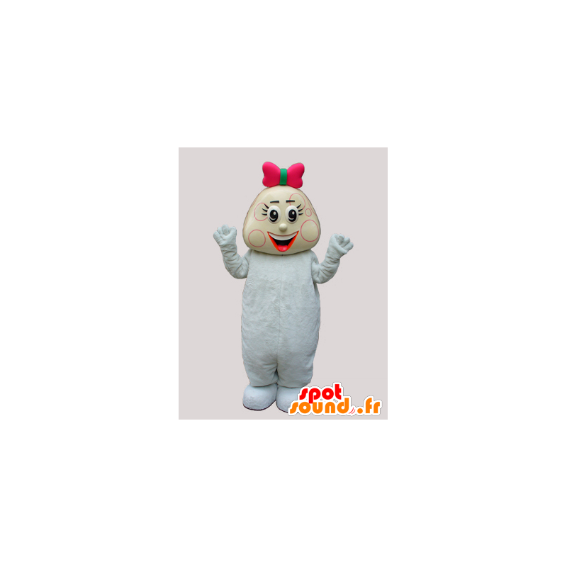 Mascotte de poupon fille en babygros blanc et un nœud papillon - MASFR032894 - Mascottes Garçons et Filles
