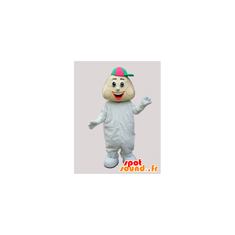 Gutt maskot hvite babygros og cap - MASFR032895 - Maskoter gutter og jenter