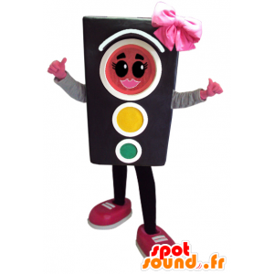 Verkeerslichten mascotte met een vlinderdas - MASFR032899 - mascottes objecten