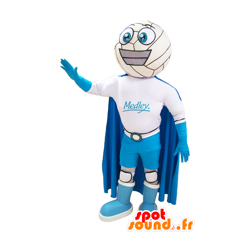 Mascote boneco sorridente com um terno e uma capa - MASFR032900 - Mascotes homem