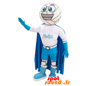 Snowman mascot smiling with a suit and a cape - MASFR032900 - Human mascots