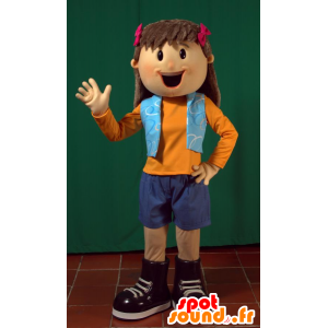 Mascot colegial, menina morena no jovial - MASFR032903 - Mascotes Boys and Girls