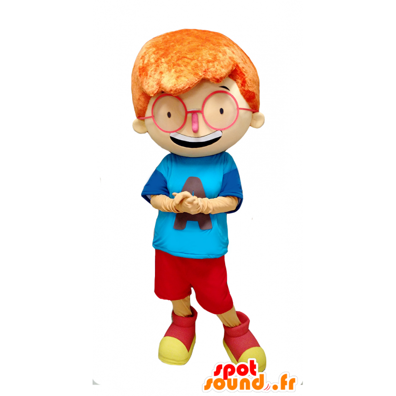 Boy mascot redhead with big glasses - MASFR032904 - Mascots boys and girls