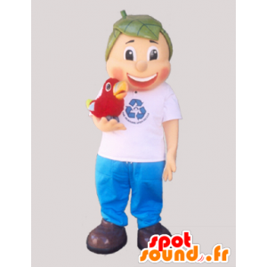 Jongen Mascot met haar vormde bladeren - MASFR032905 - mascottes planten