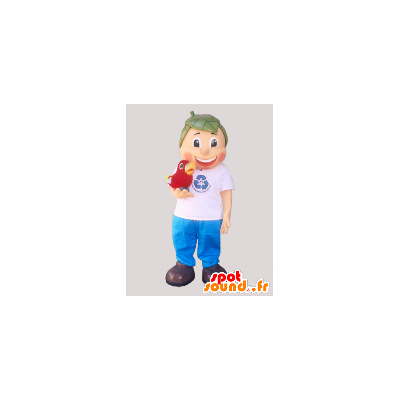 Jongen Mascot met haar vormde bladeren - MASFR032905 - mascottes planten