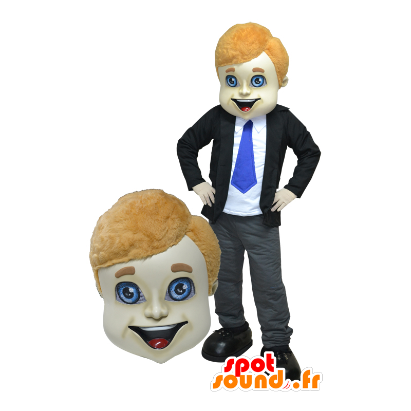 Mascotte d'homme, de commercial, en costume cravate - MASFR032914 - Mascottes Homme