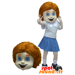 Mascot colegial, menina ruiva no uniforme - MASFR032917 - Mascotes Boys and Girls