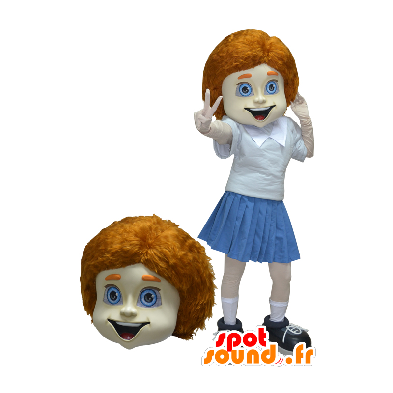 Mascotte d'écolière, de fillette rousse en uniforme - MASFR032917 - Mascottes Garçons et Filles