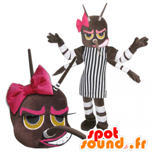 Vrouwtjesinsekt mascot 4-arm met antennes - MASFR032919 - mascottes Insect