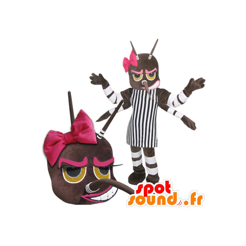 Mascotte féminine d'insecte à 4 bras avec des antennes - MASFR032919 - Mascottes Insecte