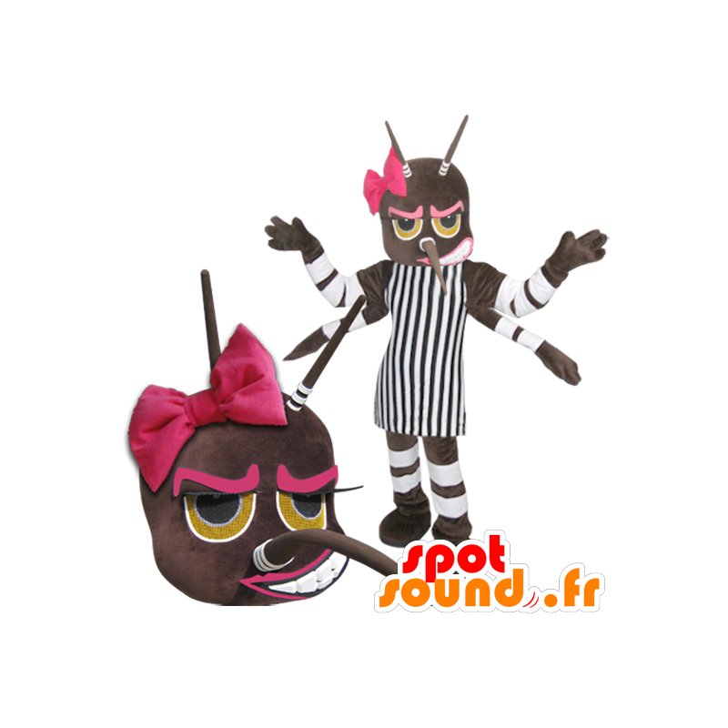 Vrouwtjesinsekt mascot 4-arm met antennes - MASFR032919 - mascottes Insect