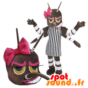 Insectos fêmea mascote 4-braço com antenas - MASFR032919 - mascotes Insect