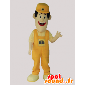 La mascota del hombre con un mono y gorra de color amarillo - MASFR032923 - Mascotas humanas