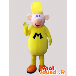 Big yellow guy mascot laughing air - MASFR032924 - Human mascots