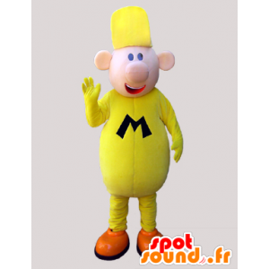 Mascotte de gros bonhomme jaune à l'air rieur - MASFR032924 - Mascottes Homme