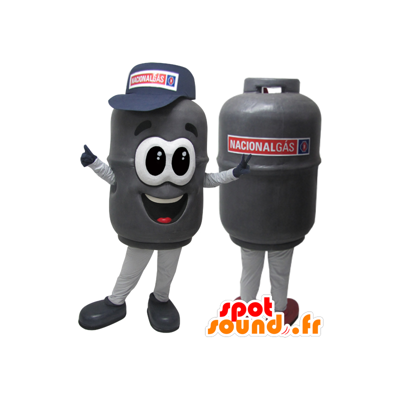 Mascotte de bouteille de gaz grise très réaliste - MASFR032925 - Mascottes d'objets