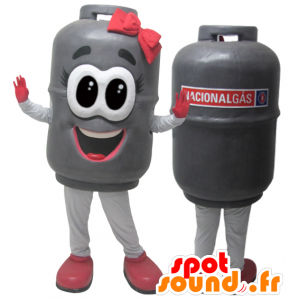 Mascotte de bouteille de gaz grise très réaliste - MASFR032925 - Mascottes d'objets