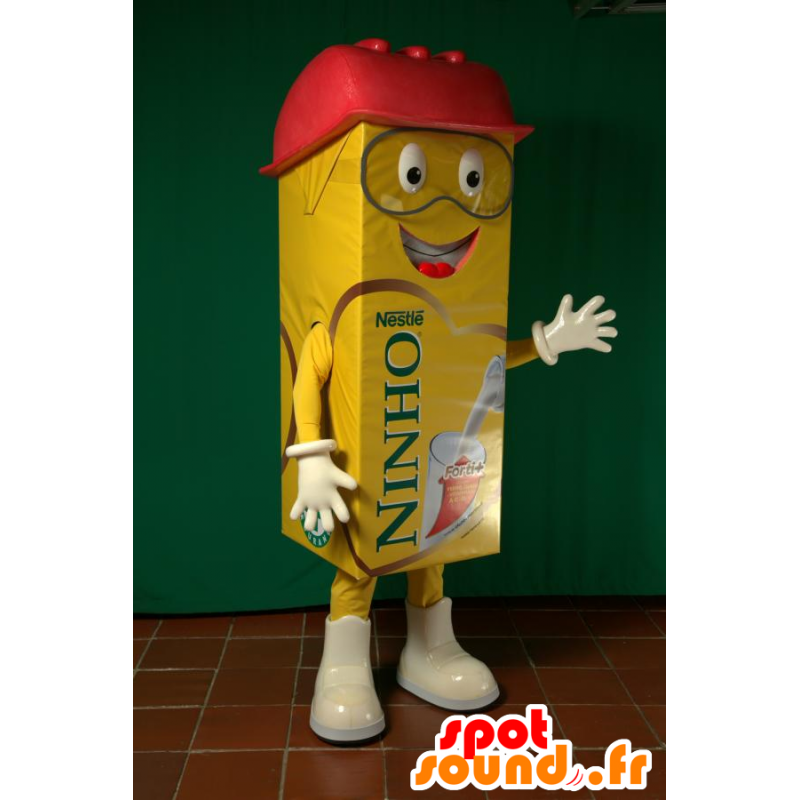 Mascot brick red and yellow giant milk - MASFR032926 - Mascots of objects