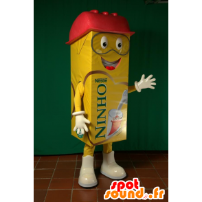 La mascota gigante de ladrillo rojo y amarillo de la leche - MASFR032926 - Mascotas de objetos