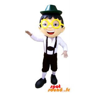 Boy Mascot overalls, bril en hoed - MASFR032927 - Mascottes Boys and Girls
