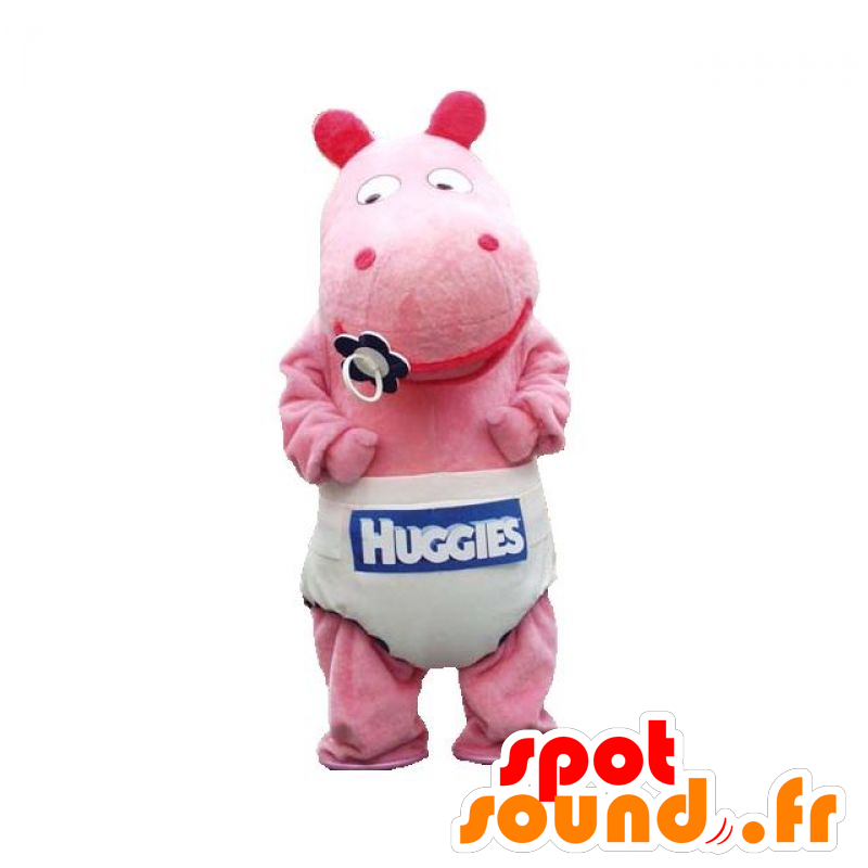 Rosa baby ippopotamo mascotte con uno strato - MASFR032934 - Ippopotamo mascotte