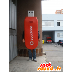 USB maskotti punainen jättiläinen. USB Costume - MASFR032935 - Mascottes d'objets