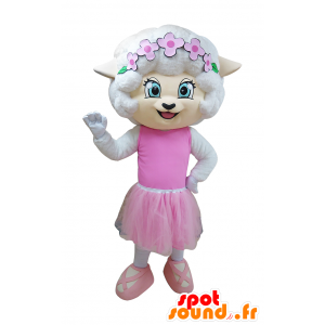 Mascotte de souris blanche en tenue de danseuse - MASFR032938 - Mascotte de souris