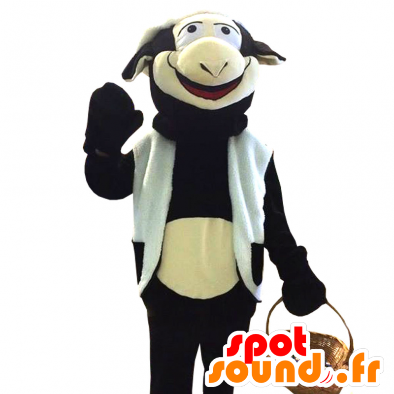 Zwarte koe mascotte en reusachtige witte - MASFR032939 - koe Mascottes
