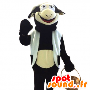 Svart ku maskot og gigantisk hvit - MASFR032939 - Cow Maskoter