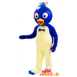 Blauwe en witte eend mascotte met een ronde kop - MASFR032940 - Mascot eenden