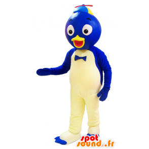 Azul y blanco de la mascota del pato con una cabeza redonda - MASFR032940 - Mascota de los patos