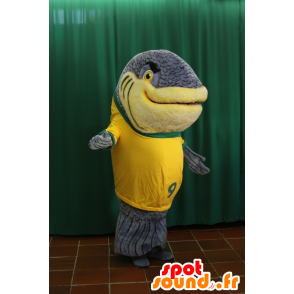 Realistic gray giant fish mascot - MASFR032942 - Mascots fish