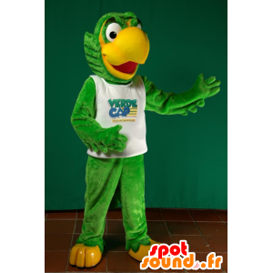 Stor grøn og gul papegøje maskot - Spotsound maskot