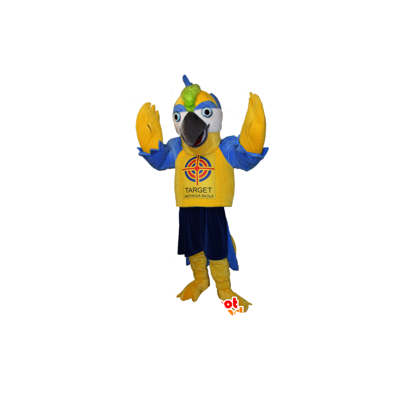 Geel en blauw reusachtige vogel mascotte - MASFR032946 - Mascot vogels