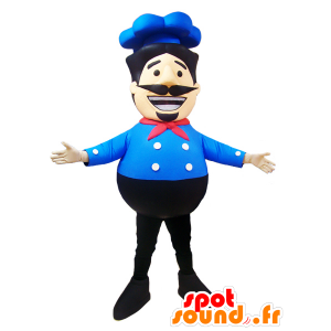Chef mascotte met een shirt en een blauwe dop - MASFR032947 - Human Mascottes