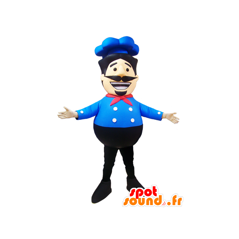 Cuoco mascotte con una camicia e un berretto blu - MASFR032947 - Umani mascotte