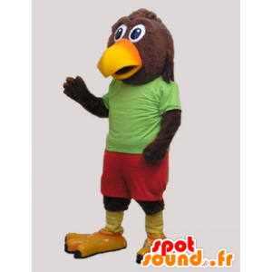 Kæmpe brun og gul fuglemaskot - Spotsound maskot